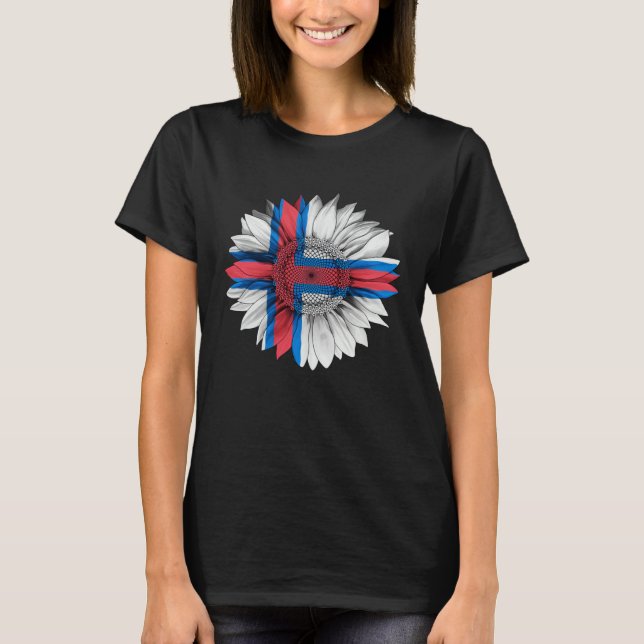 Camiseta Faroe Islands Flag Sunflower Faroese Roots Proud P (Anverso)