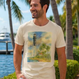 Camiseta Farol de Hillsboro Inlet Florida acuarela 