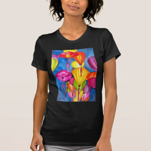 Camiseta Farolillos chinos acuarela arte fino