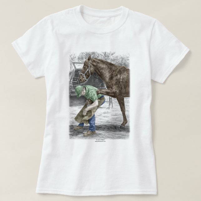 Camiseta Farrier Blacksmith Shoeing Horse (Diseño del anverso)