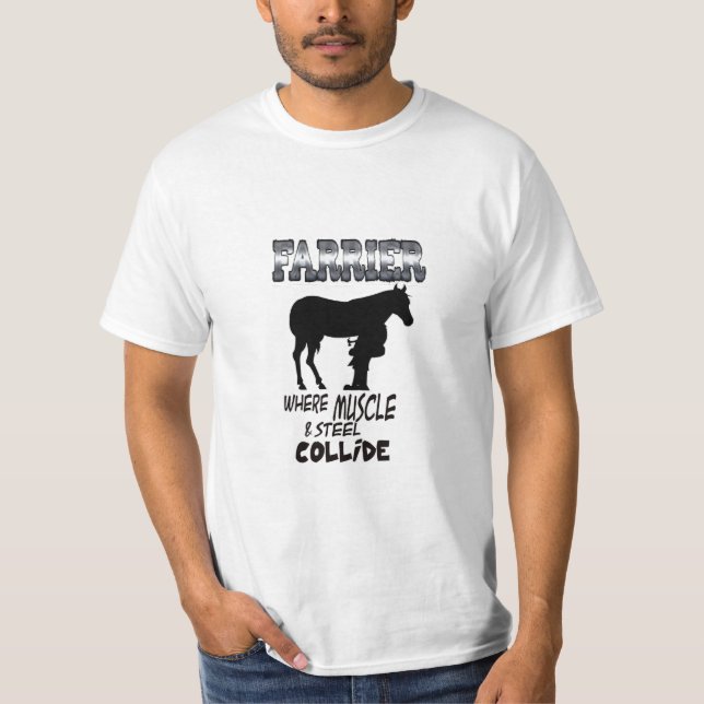 Camiseta Farrier donde colisionan los músculos y el acero (Anverso)