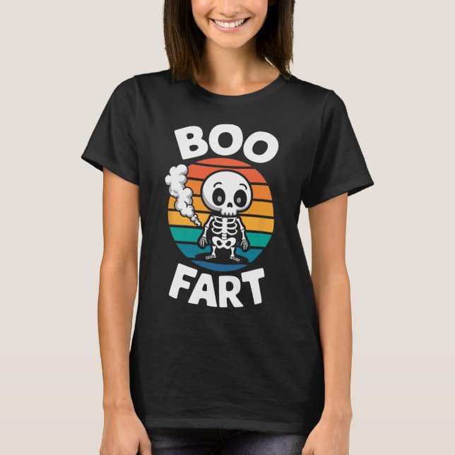 Camiseta Fart Funny Farting Skeleton Para Halloween (Anverso)