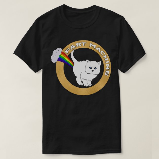 Camiseta Fart Machine Funny Cat Rainbow (Diseño del anverso)