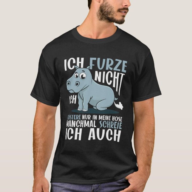 Camiseta Farting Hippo Ich Furze Nicht  Ich Fursser Nur (Anverso)
