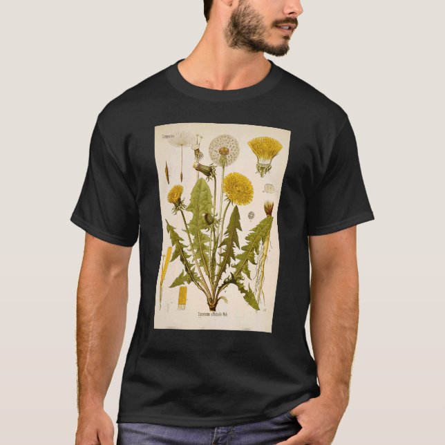 Camiseta Fase de flores de Dandelion amarillo Il botánico v (Anverso)