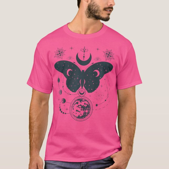 Camiseta Fases celestes de la luna Wicca Boho Moth Mistical (Anverso)