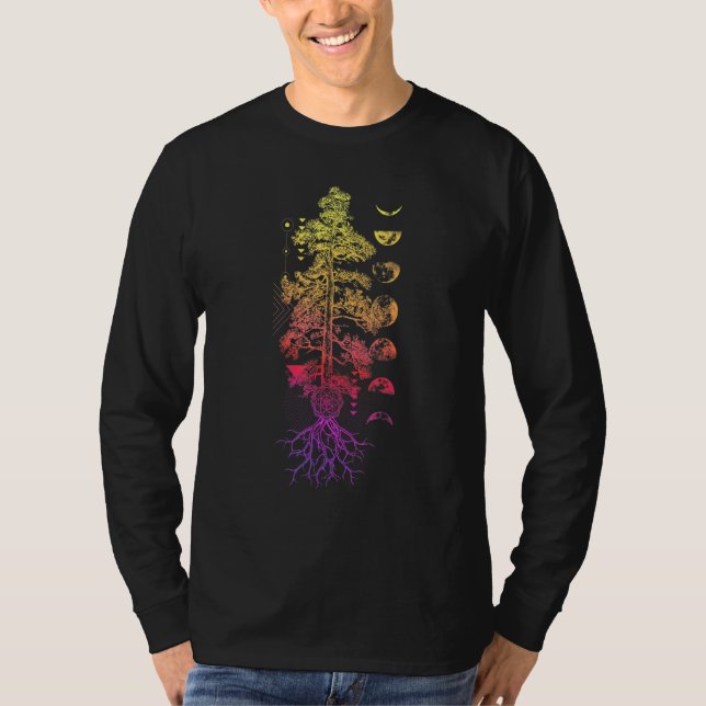 Camiseta Fases De Árbol De La Vida De La Luna Yoga Chakra - (Anverso)