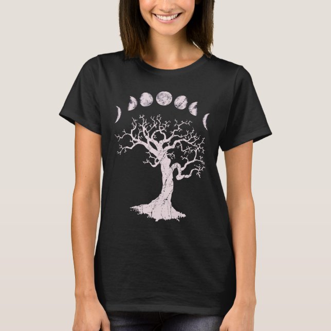 Camiseta Fases de la Luna Árbol gótico (Anverso)