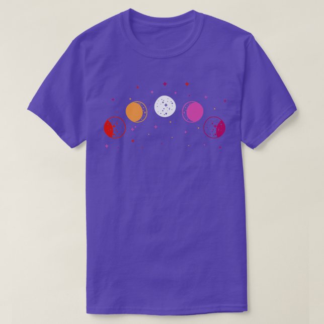 Camiseta Fases de la luna Astronomía sutil Bandera Lesbiana (Diseño del anverso)