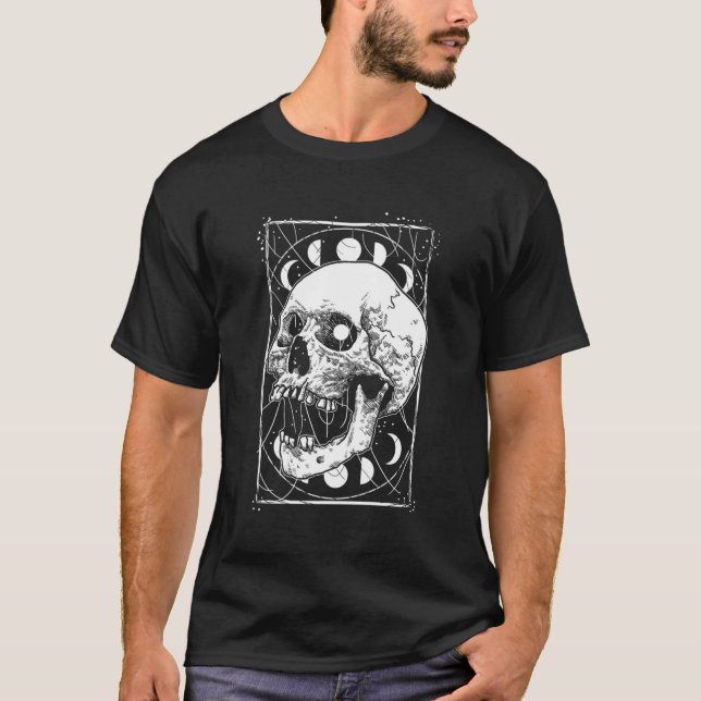 Camiseta Fases De La Luna De Calavera Gótico Pastel Occulto (Anverso)