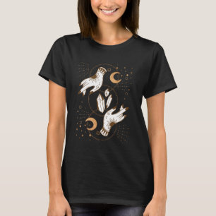 Camiseta Fases de luna de oro cristales manos tatuadas de h