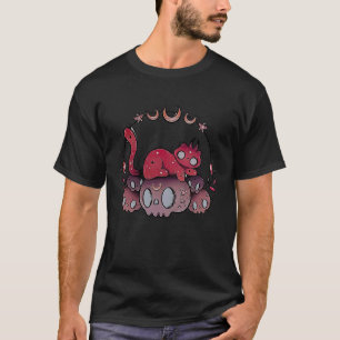 Camiseta fases lunares de cráneo de gato satánico