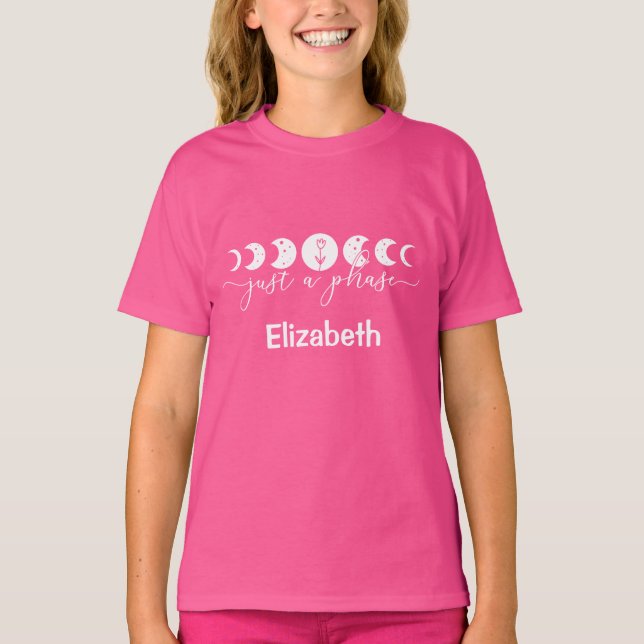 Camiseta Fases personalizadas de la luna sólo una fase rosa (Anverso)