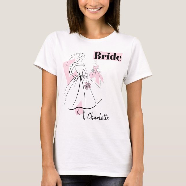 Camiseta Fashion Bride Pink Group Bride Name (Anverso)