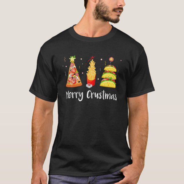 Camiseta Fast Food Christmas Tree Taco Pizza French Fries C (Anverso)