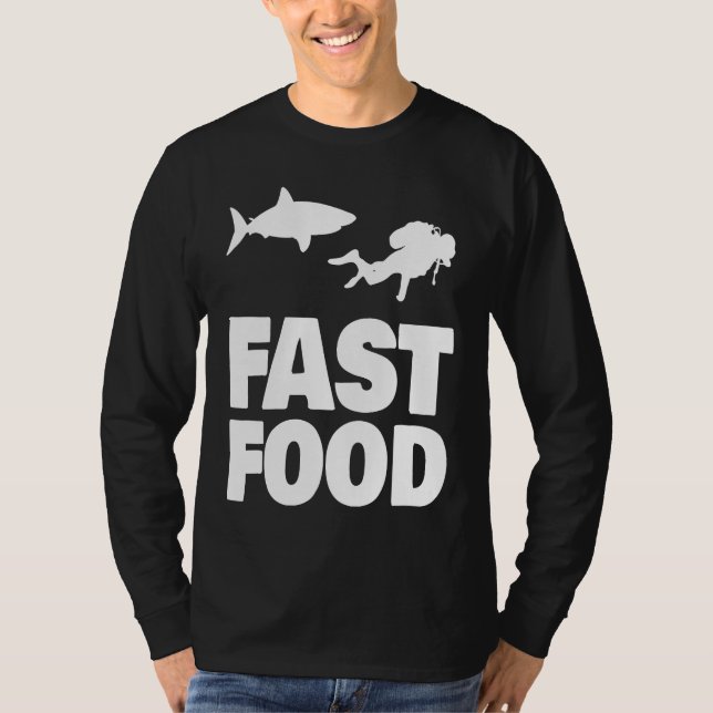 Camiseta Fast Food Diver Shark Scuba Diving Diver Cute (Anverso)