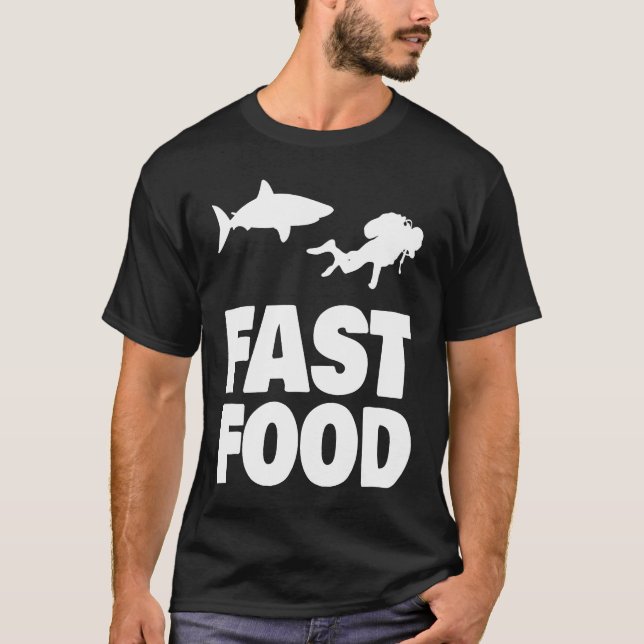 Camiseta Fast Food Diver Shark Scuba Diving Diver Cute (Anverso)