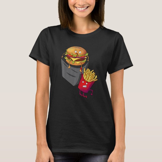 Camiseta Fast Food In Pocket Fries Burger Pommes Frites Pot (Anverso)