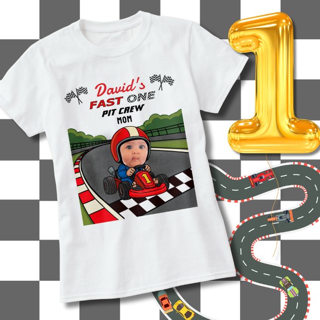 Camiseta Fast ONE Pit Crew Mom | Custom Birthday  (Subido por el creador)