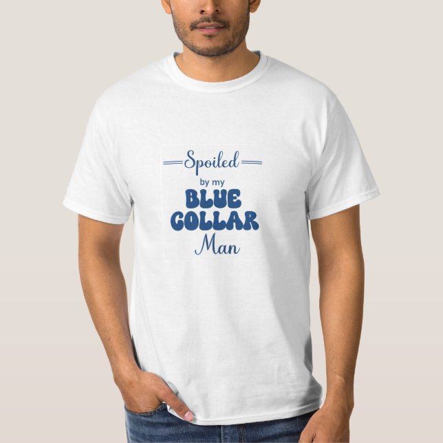 Camiseta Fastidiado por mi hombre de cuello azul (Anverso)