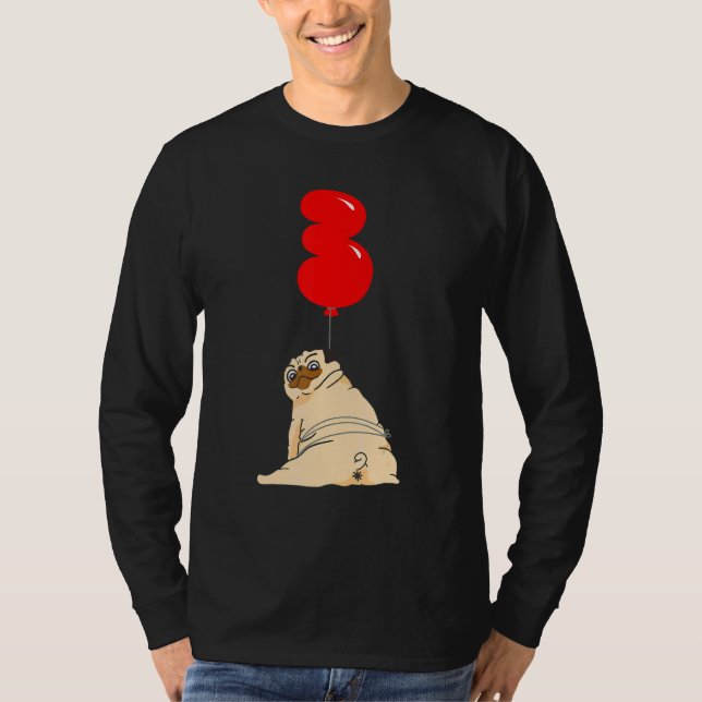 Camiseta Fat Pug 3er cumpleaños niños Fiesta de globo (Anverso)