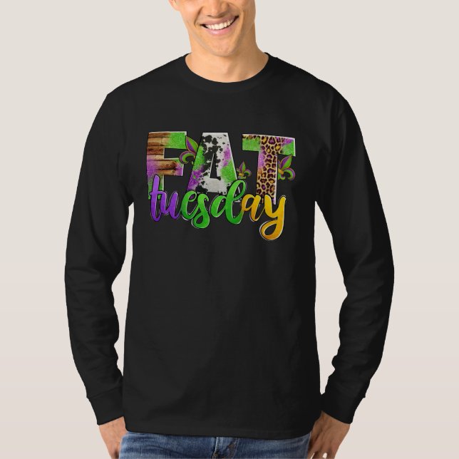 Camiseta Fat Tuesday Mardi Gras Leopard And Cowhide (Anverso)