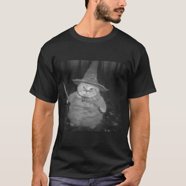 Camiseta Fat Wizard Cat Fat Kitten Wizard Funny Cat Meme Br (Anverso)