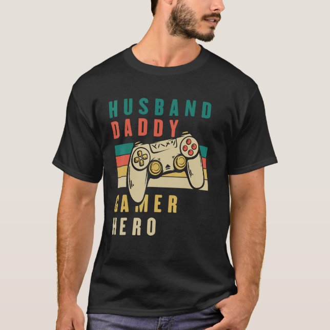 Camiseta Fathe Fathe Husband Daddy Gamer Hero (Anverso)
