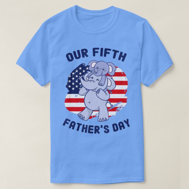 Camiseta Father Daughter Son Baby Elephant Our Fifth Father (Diseño del anverso)