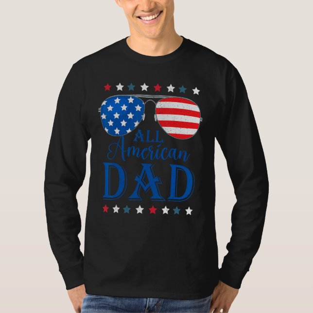 Camiseta Father Day  All American Dad Patriotic USA Flag 4t (Anverso)