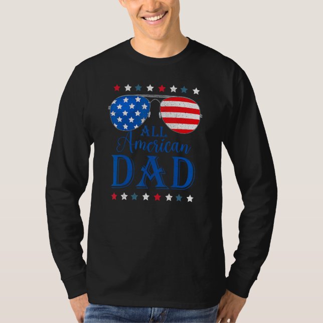 Camiseta Father Day  All American Dad Patriotic USA Flag 4t (Anverso)