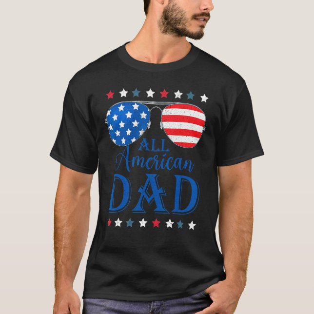 Camiseta Father Day  All American Dad Patriotic USA Flag 4t (Anverso)