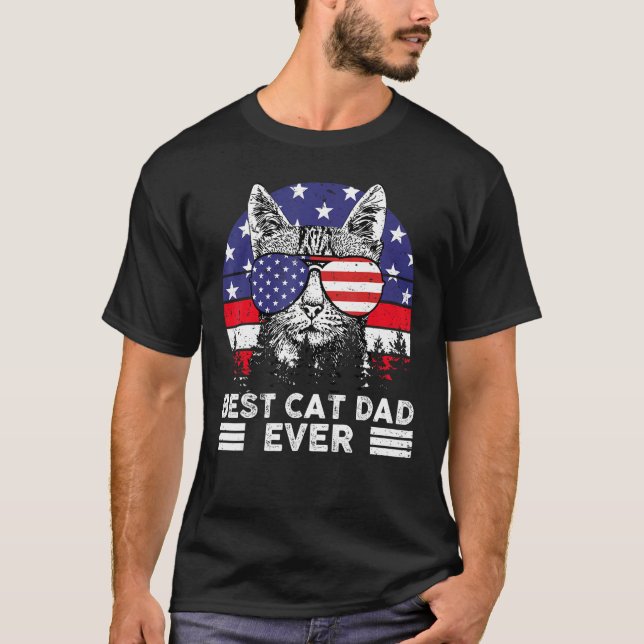 Camiseta Father Day  Best Cat Dad Ever US Flag Patriotic 4t (Anverso)