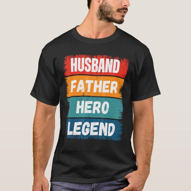 Camiseta Father Husband HERO Legend Proud Dad  Retro Papa (Anverso)