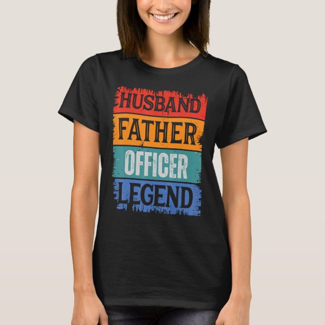 Camiseta Father Husband OFFICER Legend Proud Dad  Retro Pap (Anverso)