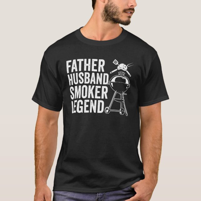 Camiseta Father Husband Smoker Legend  Barbeque (Anverso)