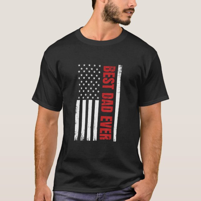 Camiseta Father s Day Best Dad Ever With US American Flag (Anverso)
