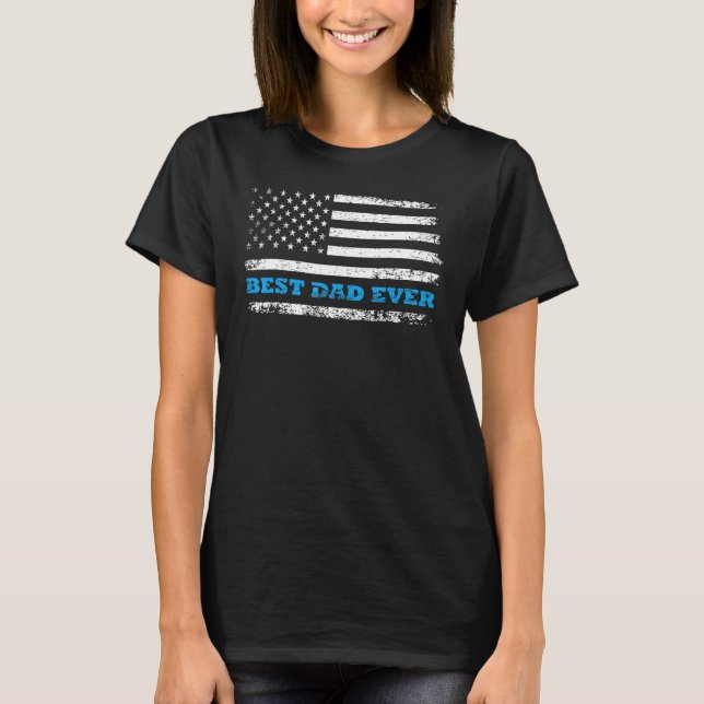 Camiseta Father s day Best dad ever with US american flag (Anverso)