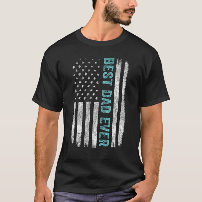 Camiseta Father s Day Best Dad Ever With US American Flag 2 (Anverso)
