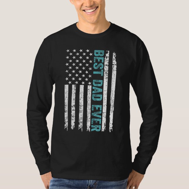 Camiseta Father s Day Best Dad Ever With US American Flag 5 (Anverso)