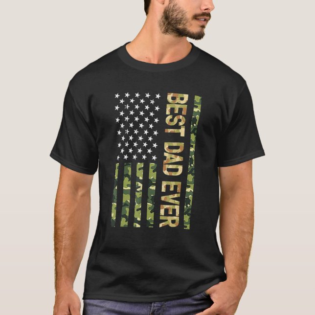 Camiseta Father s Day Best Dad Ever With US American Flag C (Anverso)