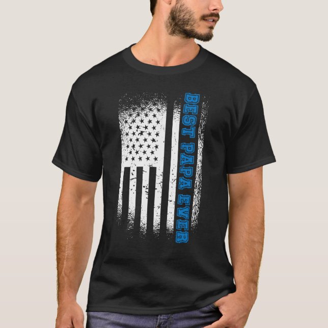 Camiseta Father s Day Best Papa ever with 4th Of July Patri (Anverso)