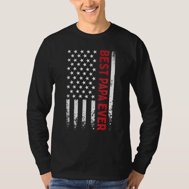 Camiseta Father s Day Best Papa Ever with US American Flag  (Anverso)