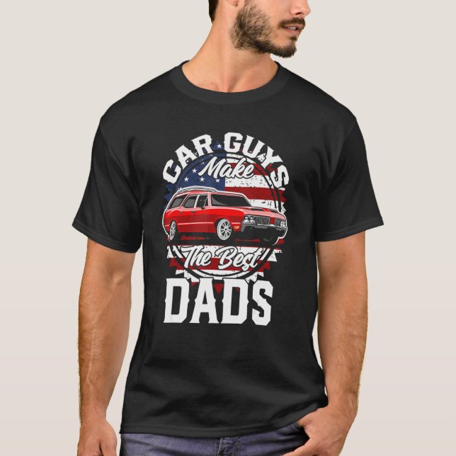 Camiseta Father s Day Classic American Custom Car Station W (Anverso)