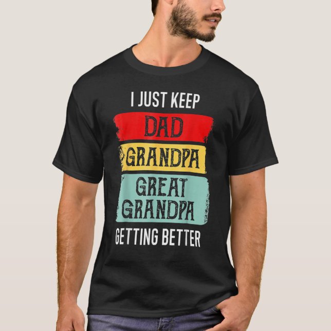 Camiseta Father s Day Granddad Papa Dad Great Grandpa Retro (Anverso)