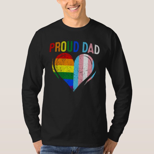 Camiseta Father s Day Proud Dad Transgender Gay Rainbow LGB (Anverso)
