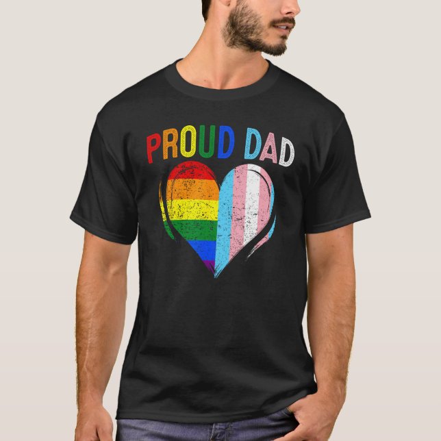 Camiseta Father s Day Proud Dad Transgender Gay Rainbow LGB (Anverso)