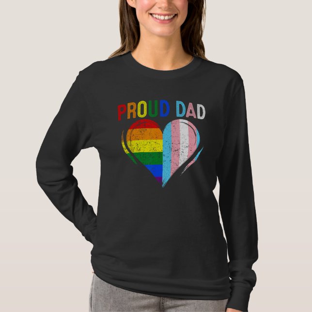 Camiseta Father s Day Proud Dad Transgender Gay Rainbow LGB (Anverso)