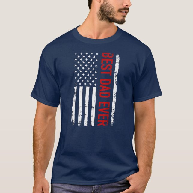Camiseta Father's day Best dad ever with US american flag  (Anverso)