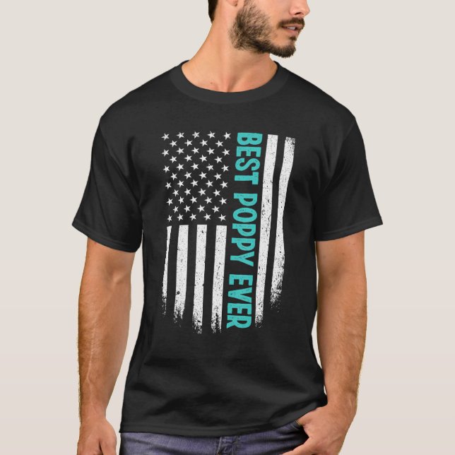 Camiseta Father's Day Best Poppy Ever US American Flag 4th  (Anverso)